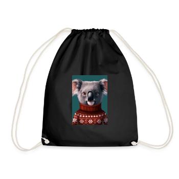 Koala im Weihnachtspullover - Turnbeutel - Schwarz - Vorne