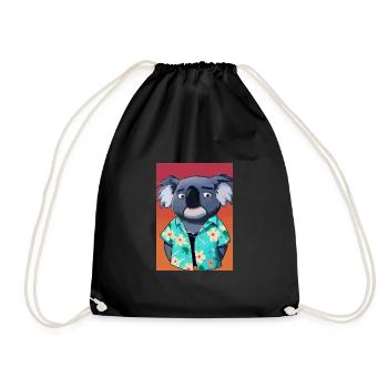 Koala mit Hawaii-Hemd - Turnbeutel - Schwarz - Vorne