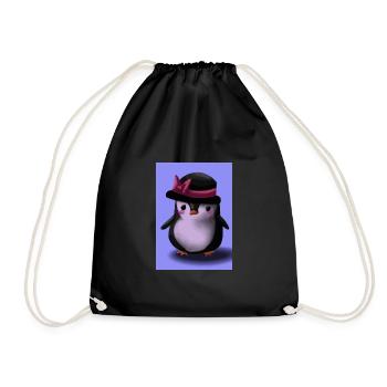 Pinguin mit niedlicher rosa Mütze - Turnbeutel - Schwarz - Vorne