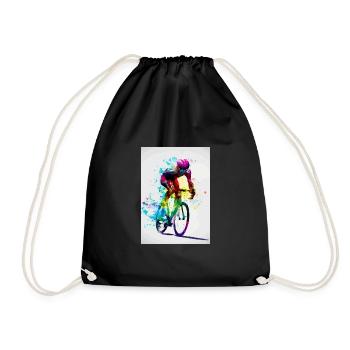 Rennrad Radfahrer Regenbogen - Turnbeutel - Schwarz - Vorne