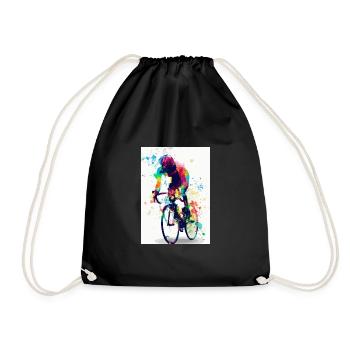 Rennrad Radfahrer Regenbogen - Turnbeutel - Schwarz - Vorne