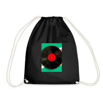 Retro Vinyl Platte Bunt - Turnbeutel - Schwarz - Vorne