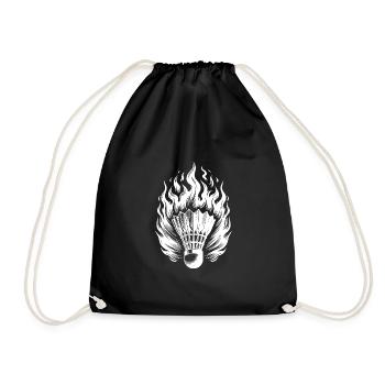 Fast badminton ball in flames and fire - Drawstring Bag - black - Front