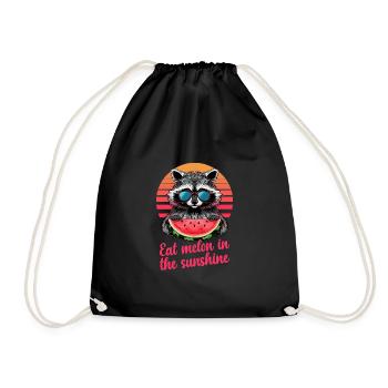 Cute Raccoon Raccoon Nature Baby Raccoon Forest - Drawstring Bag - black - Front