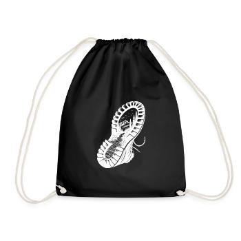 Nature Mountain Profile Landscape Hiking Boots Sole - Drawstring Bag - black - Front