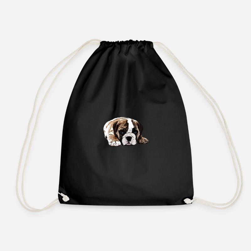 boxer puppy - Drawstring Bag - black