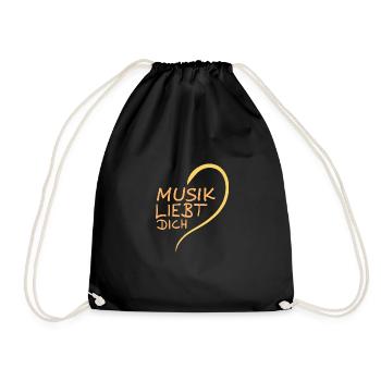 Liebe lieben Herz Musik - Turnbeutel - Schwarz - Vorne