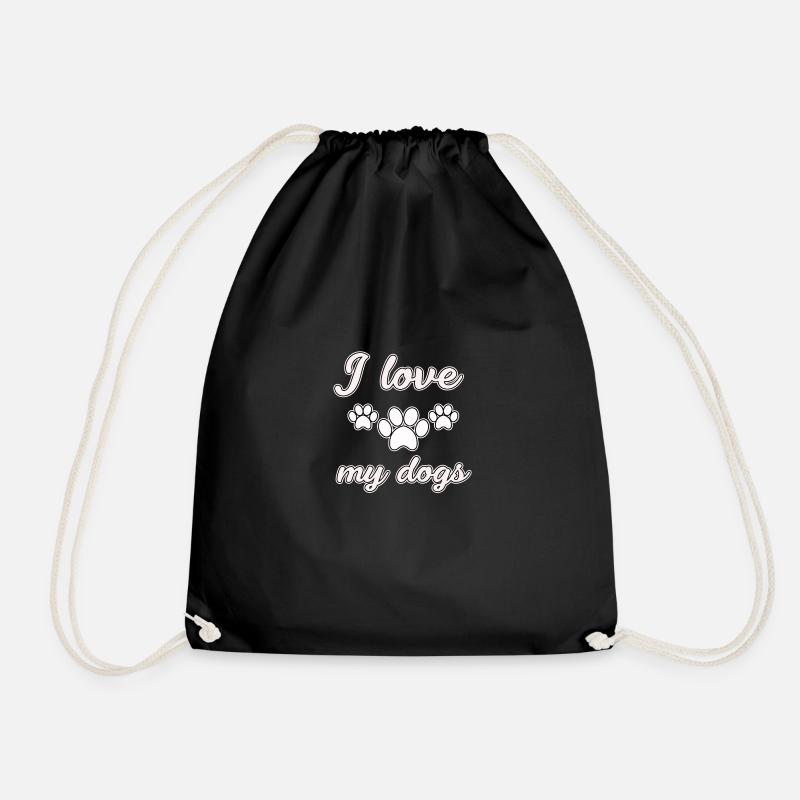 I love my dogs - Drawstring Bag - black