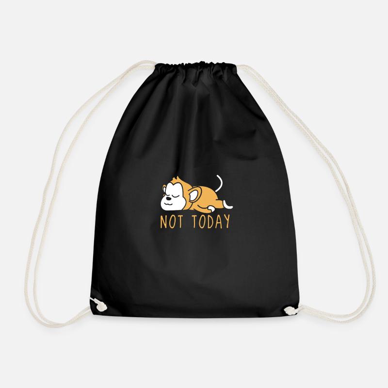 Monkey not today print - Drawstring Bag - black