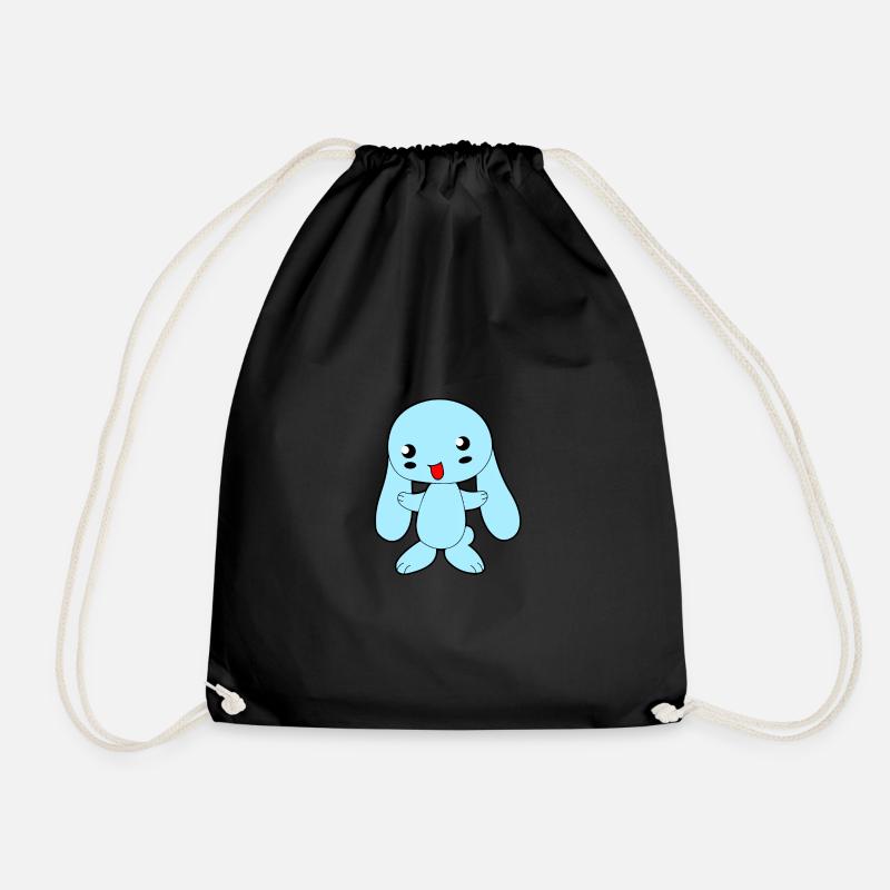 Light blue floppy eared rabbit - Drawstring Bag - black
