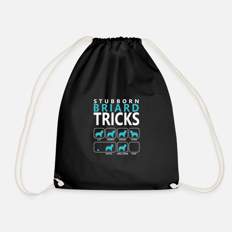 Stubborn Briard tricks - Drawstring Bag - black