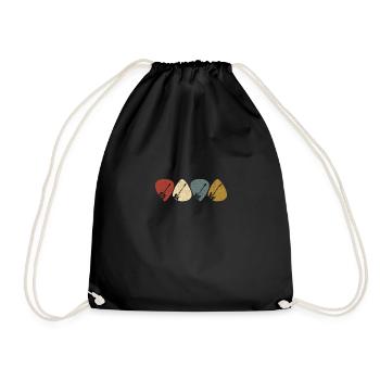 Guitar Pick Gift, Guitarist Retro Vintage musician - Drawstring Bag - black - Front