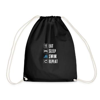 Eat Sleep Swim Repeat Swimming Swimmer - Drawstring Bag - black - Front