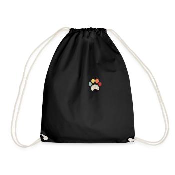 Vintage puppy dog paw, pet lover design, I Love do - Drawstring Bag - black - Front