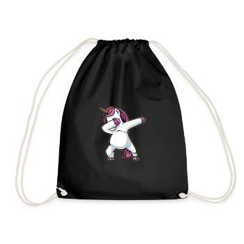 Dabbing unicorn cute cute dancing dab - Drawstring Bag - black - Front