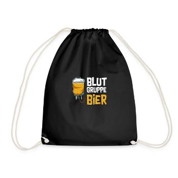 Blutgruppe Bier Alkohol Trinker Lustiger Spruch - Turnbeutel - Schwarz - Vorne