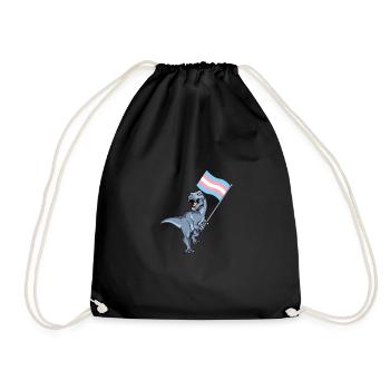 Trans Dinosaur Pride Flag LBGT+ Gay Lesbian TRex - Drawstring Bag - black - Front