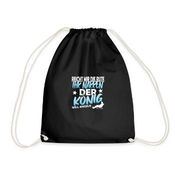 Geschenk für Angler Geschenkidee Angler Spruch FUN - Turnbeutel - Schwarz - Vorne