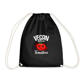 Vegan From My Head Tomatoes vegetarian vegan - Drawstring Bag - black - Front