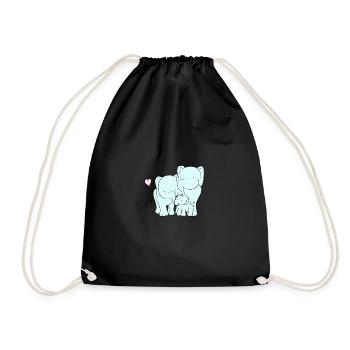 Cuddling elephant family - Drawstring Bag - black - Front