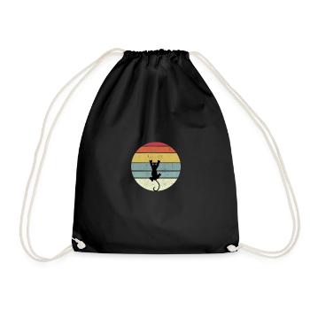 Cat shirt vintage kitty retro cats ladies - Drawstring Bag - black - Front