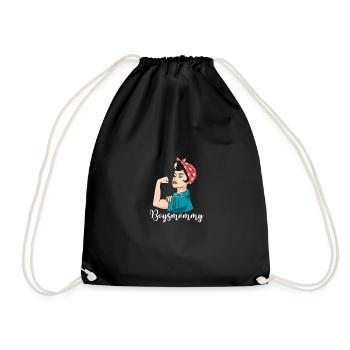 Boysmommy boy mama mother sons son gift - Drawstring Bag - black - Front