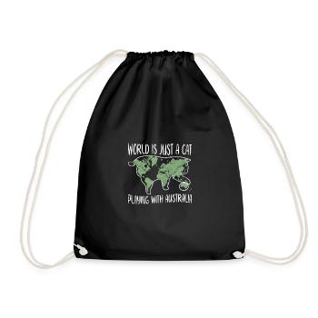 Cat playful with card Gift idea Geology - Drawstring Bag - black - Front