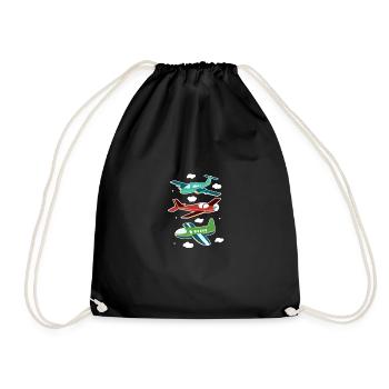 T-shirt Aviator Pilot Sky Clouds pour enfants - Sac de sport léger - noir - Devant