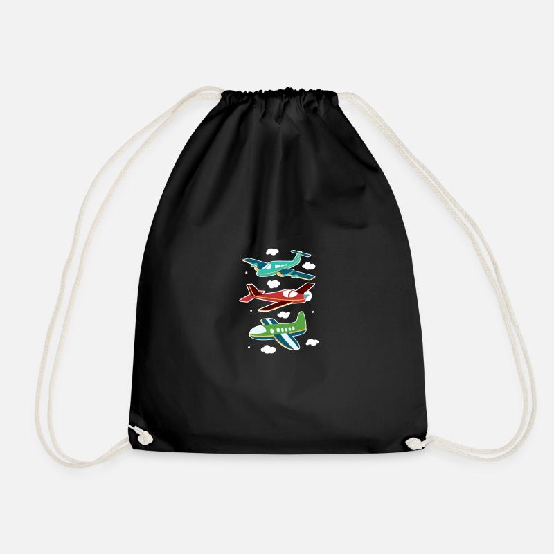 Flugzeuge Kinder Flieger Pilot Himmel Wolken Shirt - Turnbeutel - Schwarz
