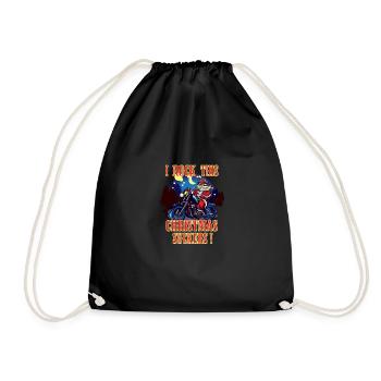 Weihnachts Motorrad Rocker Biker Motorradfan - Turnbeutel - Schwarz - Vorne