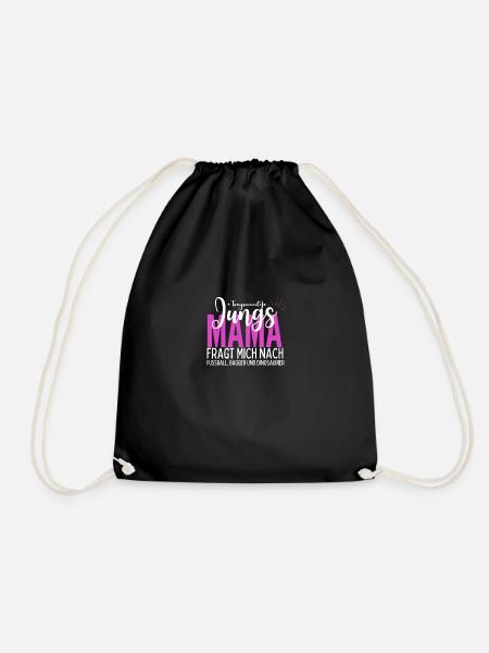 JungsMama Fussball Bagger Dinosaurier Geschenk - Turnbeutel - Schwarz