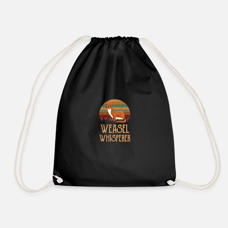 weasel whisperer, weasel - Drawstring Bag - black