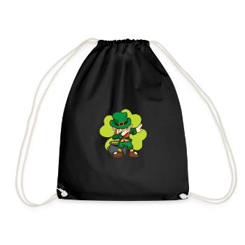 St Patrick's Day Dabbing Leprechaun - Drawstring Bag - black - Front