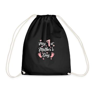 Première fête des Mères Bébé Maman Maman Coeur - Sac de sport léger - noir - Devant