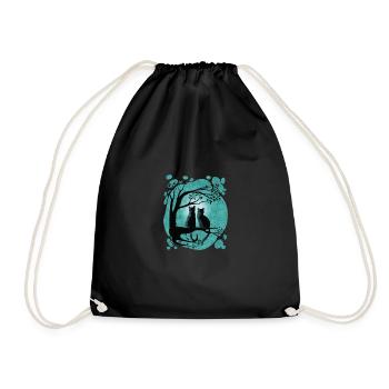 Anime Moon Cat Comic Kitten Manga Kitty - Drawstring Bag - black - Front