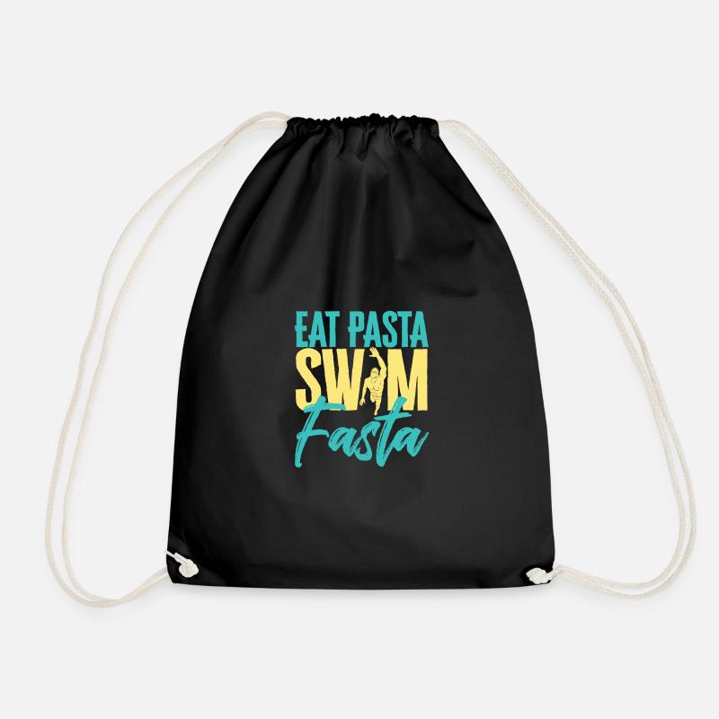 Eat Pasta Swim Fasta Funny Swimming - Turnbeutel - Schwarz