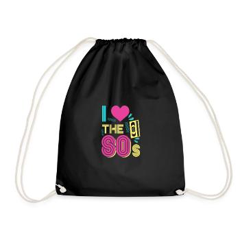 I love 80's Retro 80s Oldschool Themed Party - Drawstring Bag - black - Front