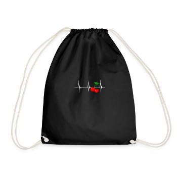 Cherry Cherry Heartbeat Fruit Cherries - Drawstring Bag - black - Front