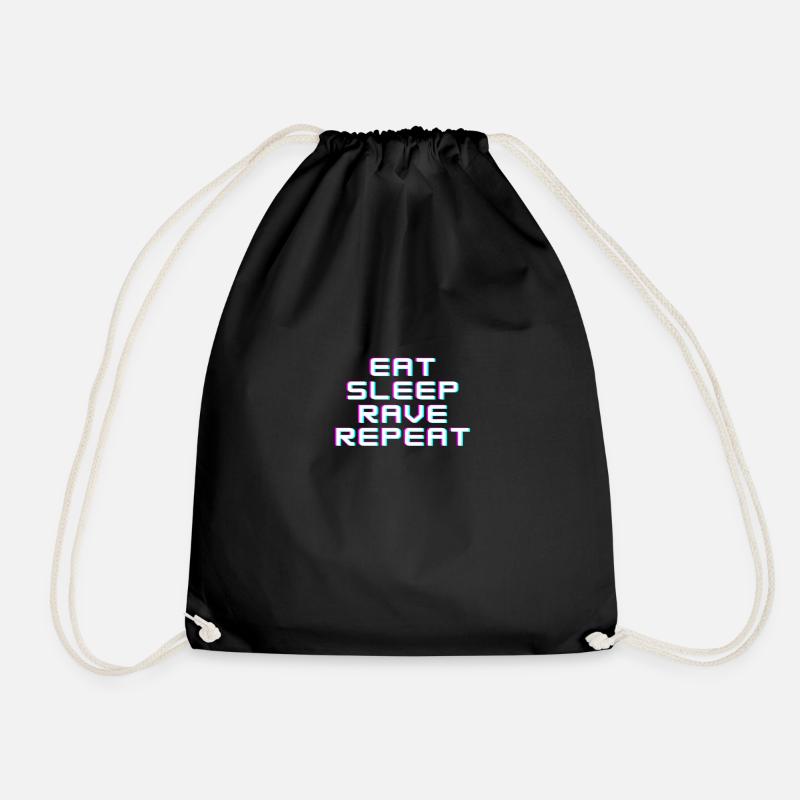 Back Print Rave Cross Rave Quote Raver - Drawstring Bag - black