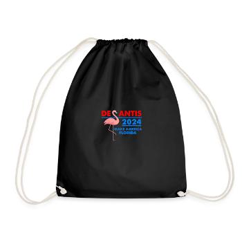 DeSantis 2024 Make America Florida Flamingo - Drawstring Bag - black - Front