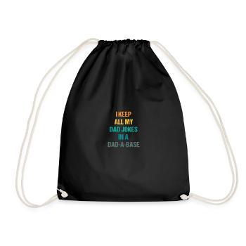 I Keep All My Dad Jokes In A Dad-A-Base Vintage - Drawstring Bag - black - Front