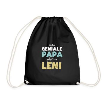 Dieser Geniale Papa Gehört Zu Leni - Turnbeutel - Schwarz - Vorne