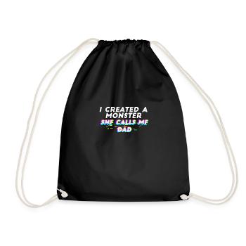 Funny saying about daughter son gift - Drawstring Bag - black - Front