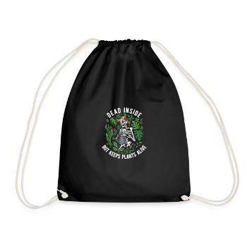 dead Inside but keeps plants alive - Drawstring Bag - black - Front