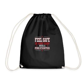 Feel safe at night with Firefighter - Drawstring Bag - black - Front