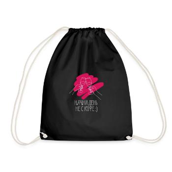 Wine glasses with quotes in Russian - Drawstring Bag - black - Front