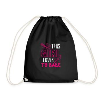 This girl loves kitchen utensils - Drawstring Bag - black - Front