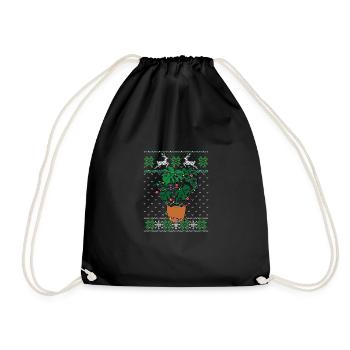 Monstera Ugly Christmas Style Plants - Drawstring Bag - black - Front