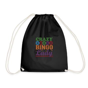 Crazy Bingo Lady Board Game Girlfriend Gift - Drawstring Bag - black - Front