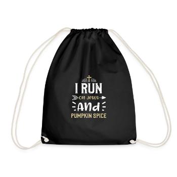 I Run On Jesus And Pumpkin Spice - Turnbeutel - Schwarz - Vorne